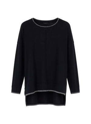Liu Jo Maglia Donna Nera Girocollo a Maniche Lunghe WF6016MS49I-22222