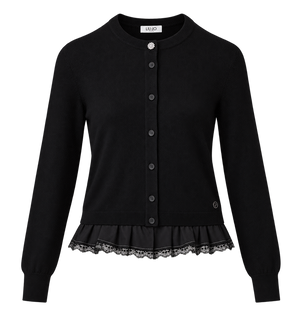 Liu Jo Cardigan Donna Nero con Volant e Pizzo WF6034MA16R-22222