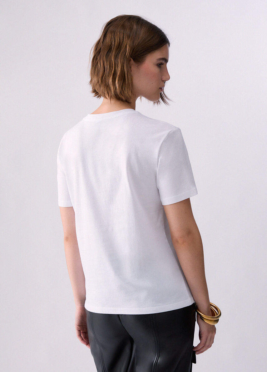 Liu Jo T-Shirt Donna Slim Fit Bianca Liu Jo Chains WF6079JS923-Q9698
