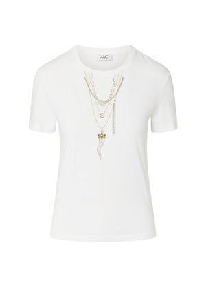 Liu Jo T-Shirt Donna Slim Fit Bianca Liu Jo Chains WF6079JS923-Q9698