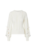 Liu Jo Maglia Donna Bianca in Lana a Trecce con Applicazioni Gioiello WF6090MS051-10701