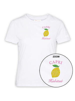 Mc2 Saint Barth Woman Cotton Tshirt Emilie Capri Habitue 01N Strass Emb - Emi0001