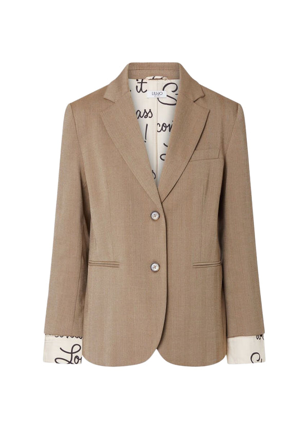 Liu Jo Blazer Donna Camel Resca Mix con Dettagli Logo WF6211T732A-L9179