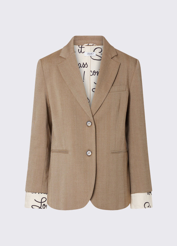 Liu Jo Blazer Donna Camel Resca Mix con Dettagli Logo WF6211T732A-L9179
