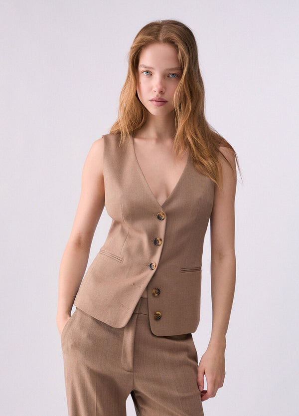 Liu Jo Gilet Donna Sartoriale Camel Resca Mix WF6213T732A-L9179