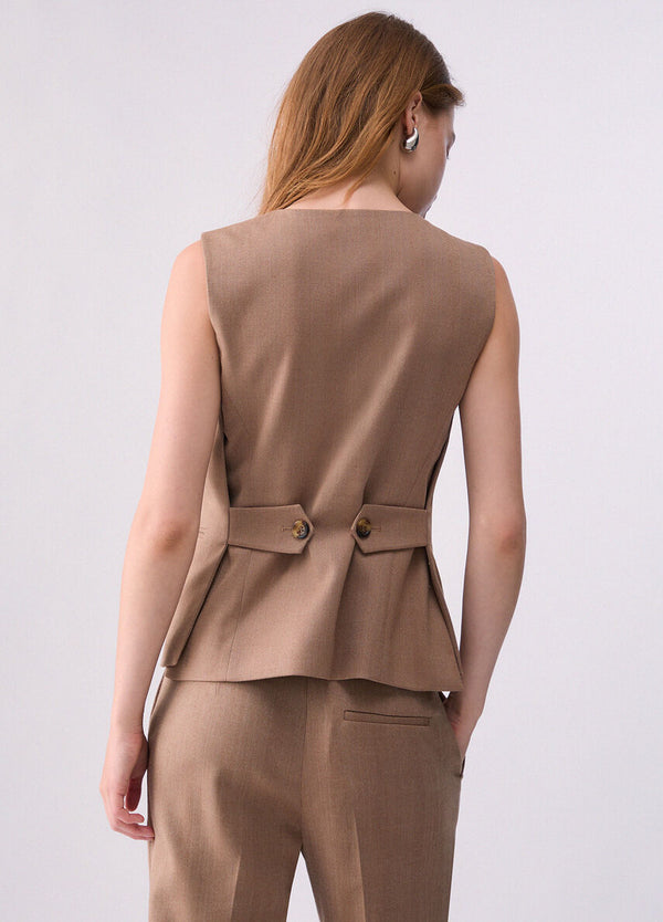 Liu Jo Gilet Donna Sartoriale Camel Resca Mix WF6213T732A-L9179
