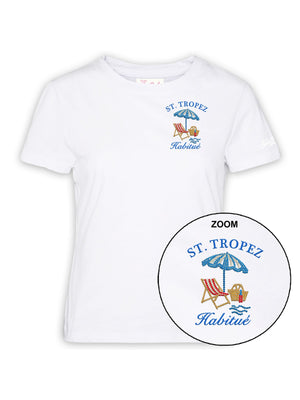 Mc2 Saint Barth Woman Cotton Tshirt Emilie St Tropez Habitue 01N Strass Emb - Emi0001