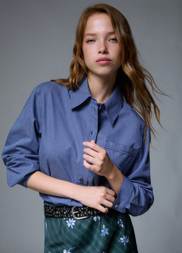 Liu Jo Donna CAMICIA C/ CRAVATTA CON RICAMI Nuit noir check WF6269T740A-L9571