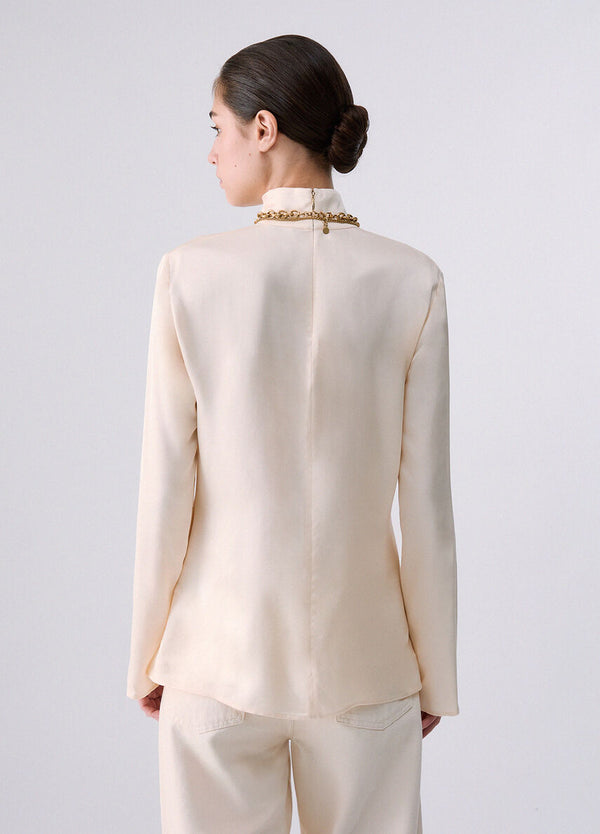 Liu Jo Blusa Donna in Satin Panna con Collo Drappeggiato WF6282T2571-51216