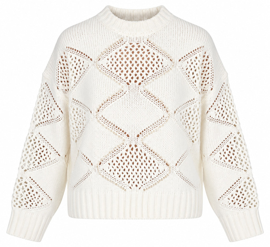 Liu Jo Maglia Corta Donna in Misto Lana Bianca con Perline WF6286MA37R-10701