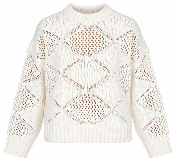 Liu Jo Maglia Corta Donna in Misto Lana Bianca con Perline WF6286MA37R-10701