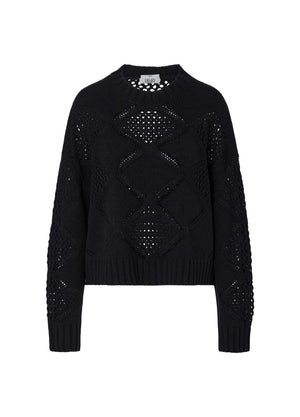 Liu Jo Maglia Corta Donna in Misto Lana Nera con Perline WF6286MA37R-22222