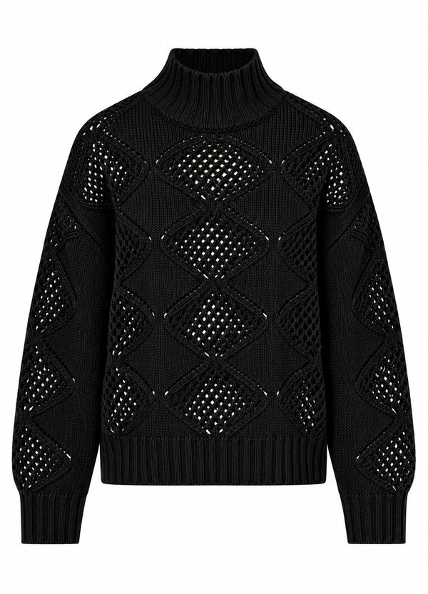 Liu Jo Lupetto Donna in Misto Lana Nero con Perline WF6287MA37R-22222
