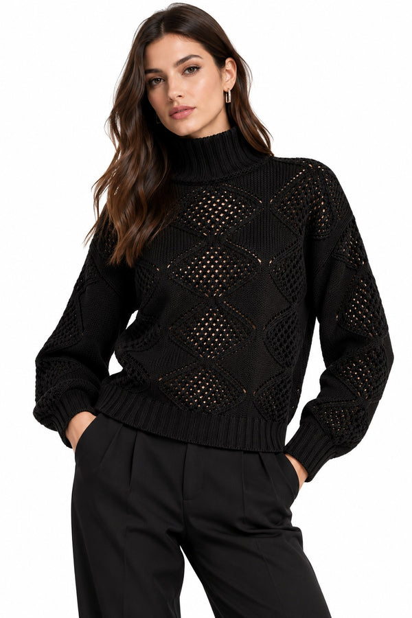 Liu Jo Lupetto Donna in Misto Lana Nero con Perline WF6287MA37R-22222