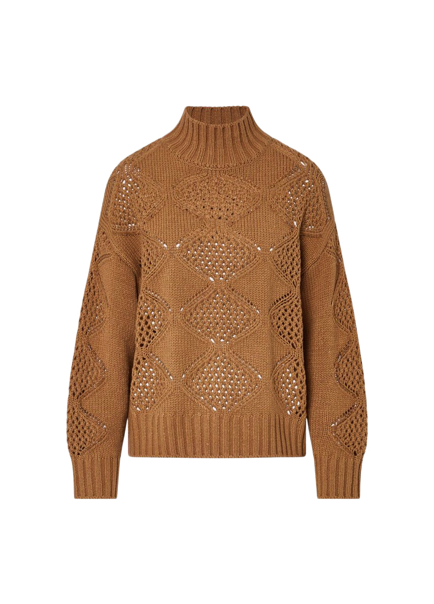 Liu Jo Lupetto Donna in Misto Lana Cocoa Creme con Perline WF6287MA37R-81020