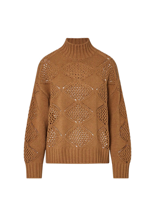 Liu Jo Lupetto Donna in Misto Lana Cocoa Creme con Perline WF6287MA37R-81020