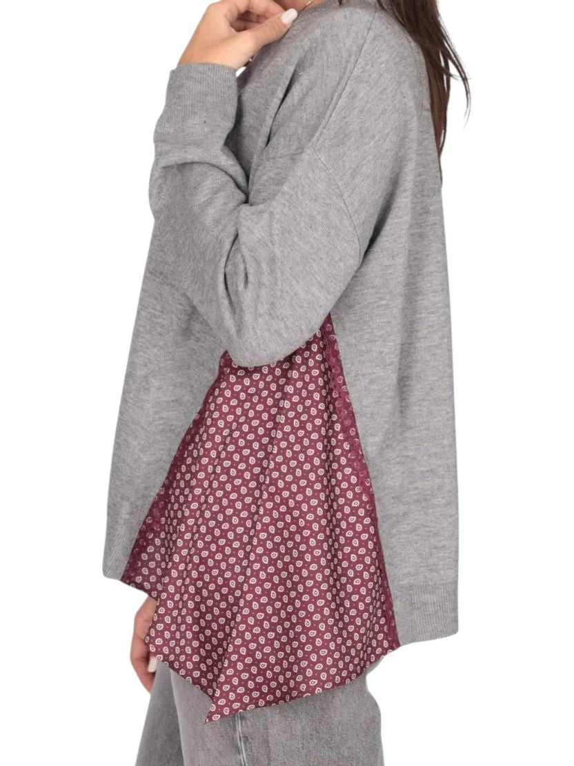 Liu Jo Maglia Donna Grigio Medio Mélange con Inserti Laterali a Spicchi WF6290MA16R-L9192