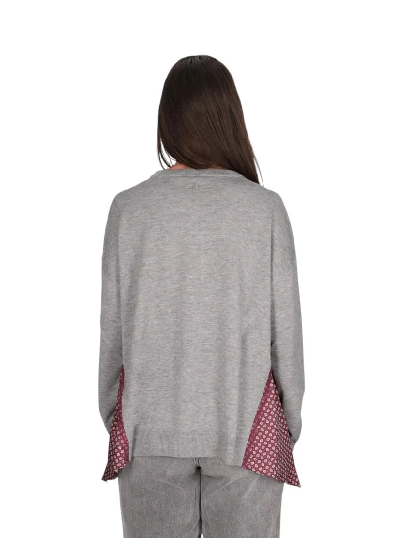 Liu Jo Maglia Donna Grigio Medio Mélange con Inserti Laterali a Spicchi WF6290MA16R-L9192