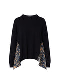 Liu Jo Maglia Donna Black Blossom Patch con Inserti Laterali WF6290MA16R-L9519