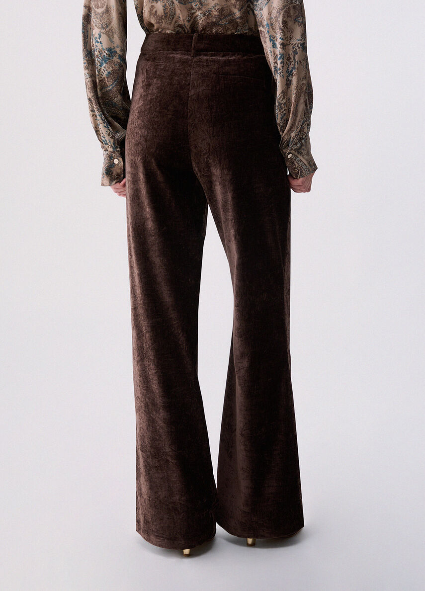 Liu Jo Pantalone Donna Straight in Velluto Marrone Mole WF6306T737A-91106