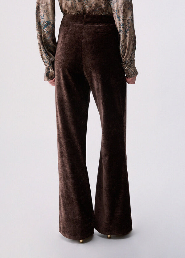 Liu Jo Pantalone Donna Straight in Velluto Marrone Mole WF6306T737A-91106