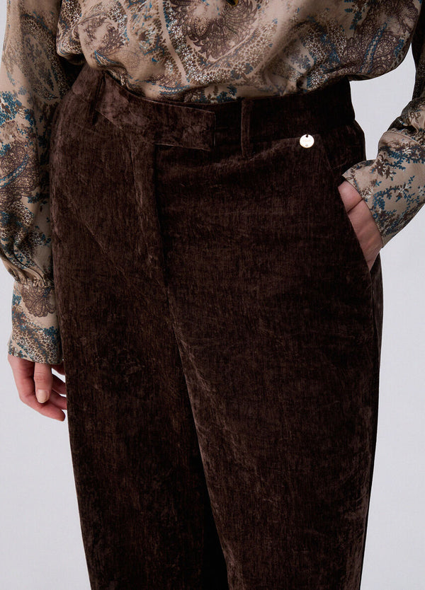 Liu Jo Pantalone Donna Straight in Velluto Marrone Mole WF6306T737A-91106