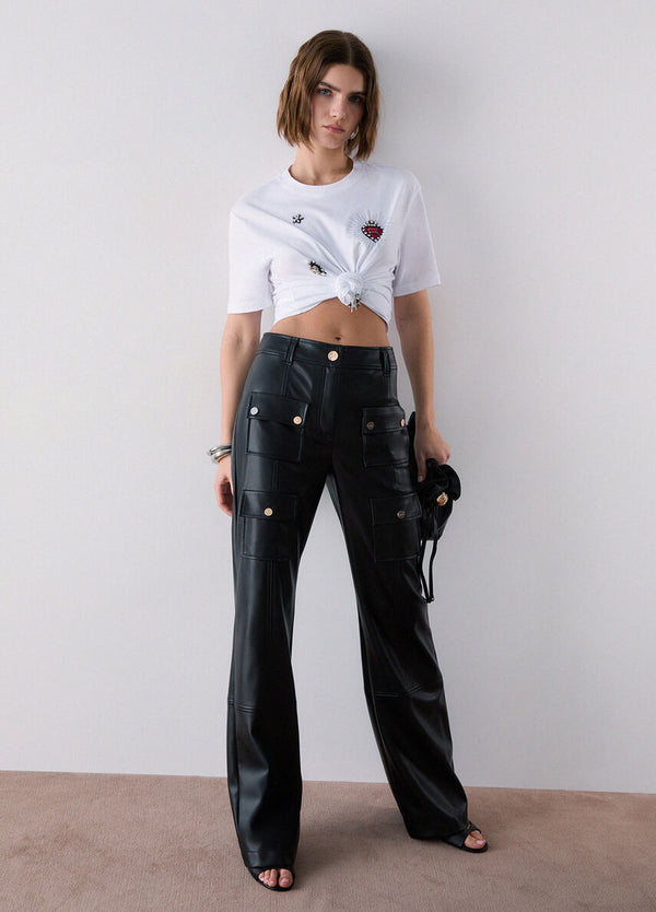 Liu Jo T-Shirt Donna Regular Fit Bianca con Cammeo WF6324J0088-L9437