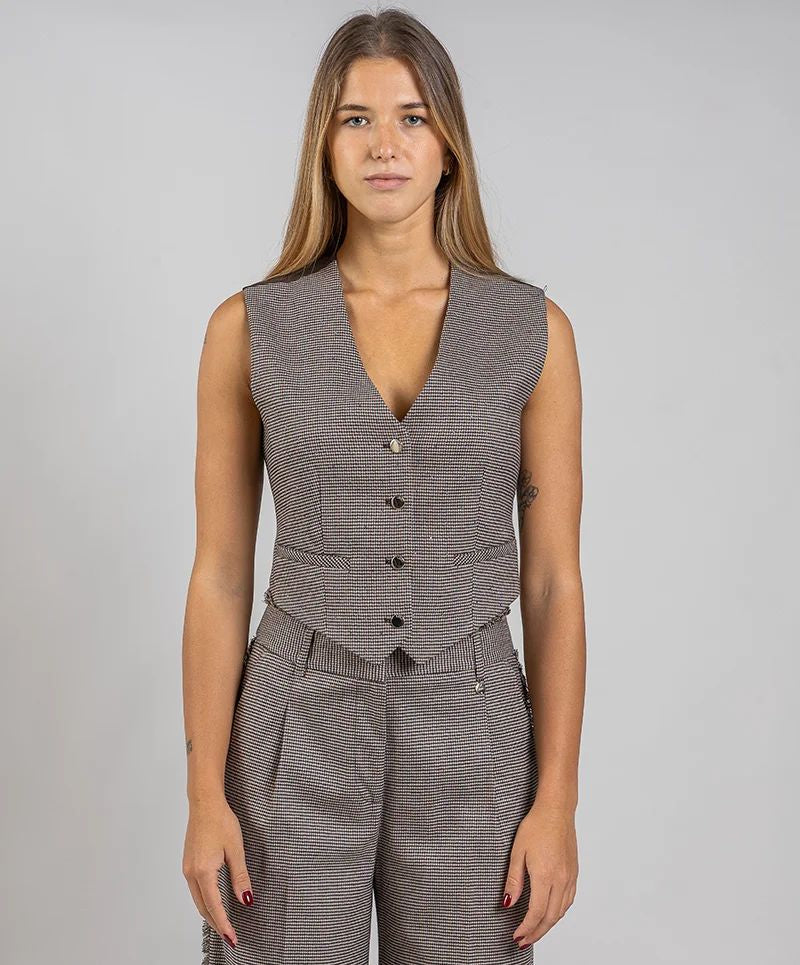 Liu Jo Gilet Donna Mini Pied de Poule Precious WF6337T727A-L9169