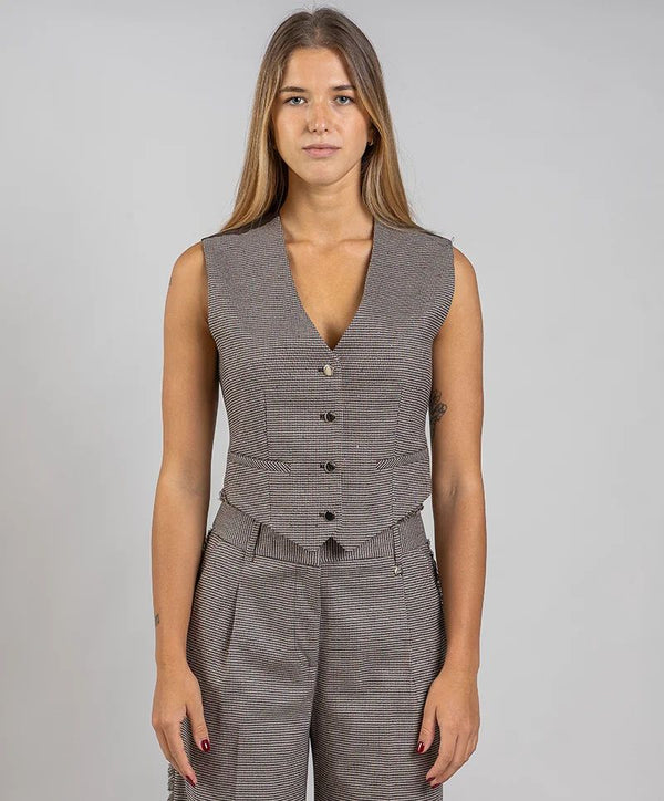 Liu Jo Gilet Donna Mini Pied de Poule Precious WF6337T727A-L9169