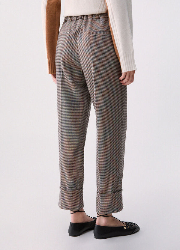 Titolo SEO consigliato<br />Liu Jo Pantalone Donna a Vita Alta con Risvolto Mini Pied de Poule WF6359T728A-L9170