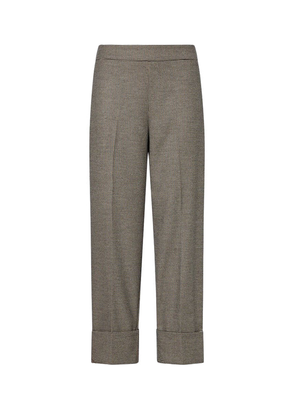 Titolo SEO consigliato<br />Liu Jo Pantalone Donna a Vita Alta con Risvolto Mini Pied de Poule WF6359T728A-L9170