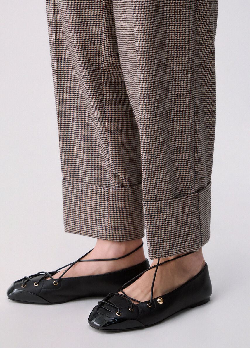 Titolo SEO consigliato<br />Liu Jo Pantalone Donna a Vita Alta con Risvolto Mini Pied de Poule WF6359T728A-L9170