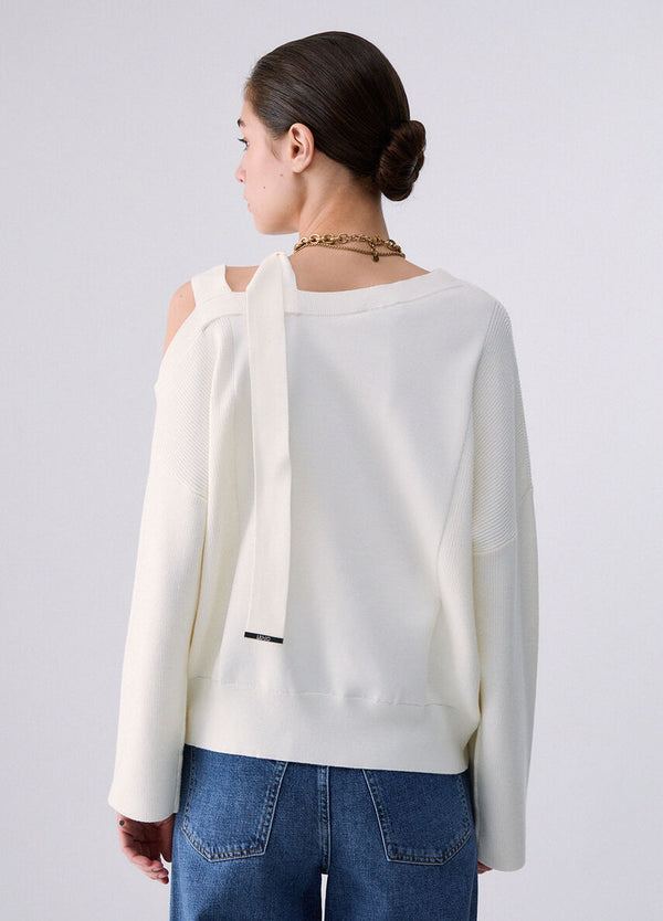 Liu Jo Maglia Donna con Fiocco Bianco Lana WF6396MS99E-10701