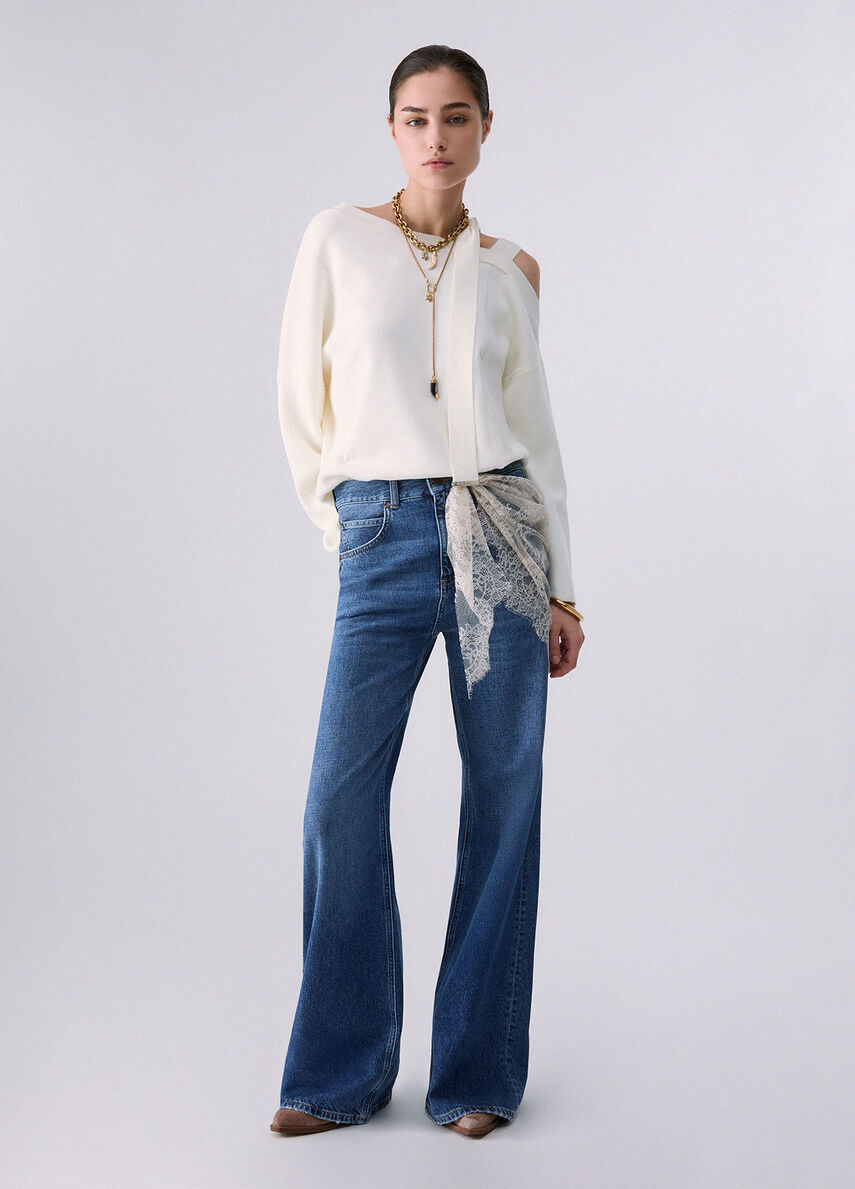 Liu Jo Maglia Donna con Fiocco Bianco Lana WF6396MS99E-10701