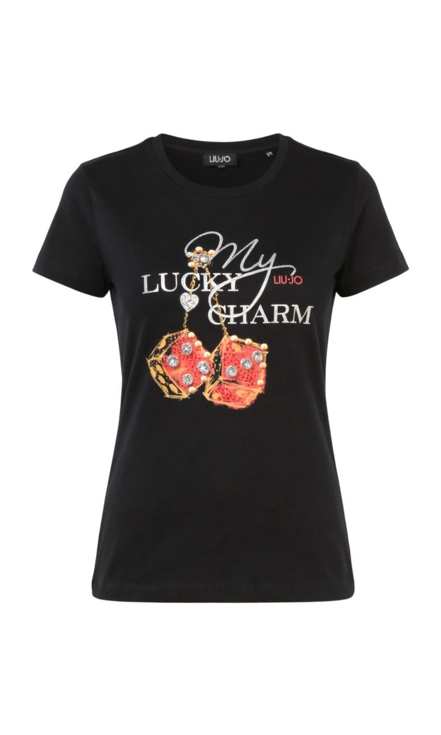 Liu Jo T-Shirt Donna Skinny Fit Manica Corta Nero Lucky Cubes WF6407JS923-L9544