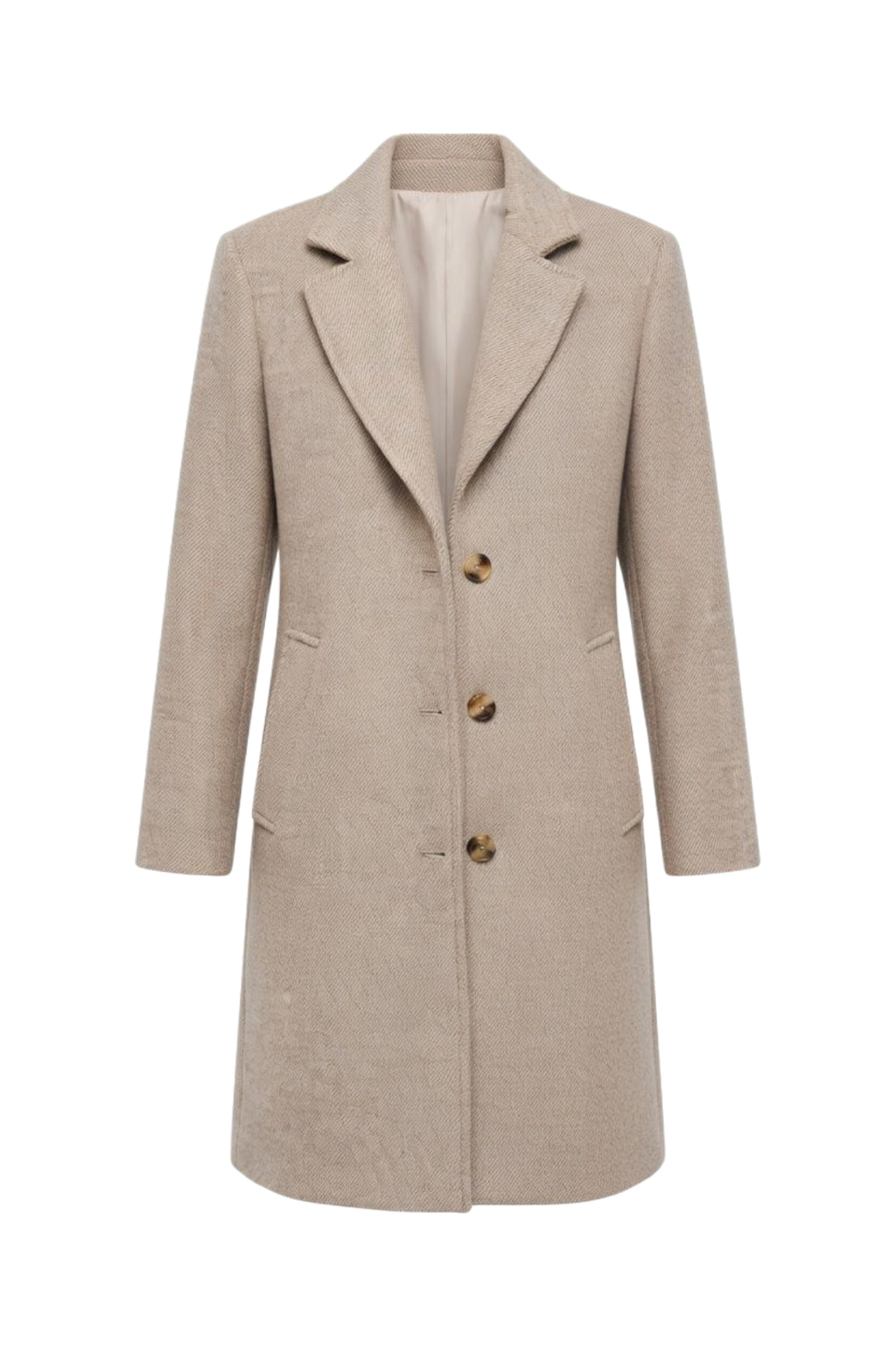 Liu Jo Cappotto Donna Elegante Beige Sabbia con Revers e Bottoni WF6411T720A-X0346