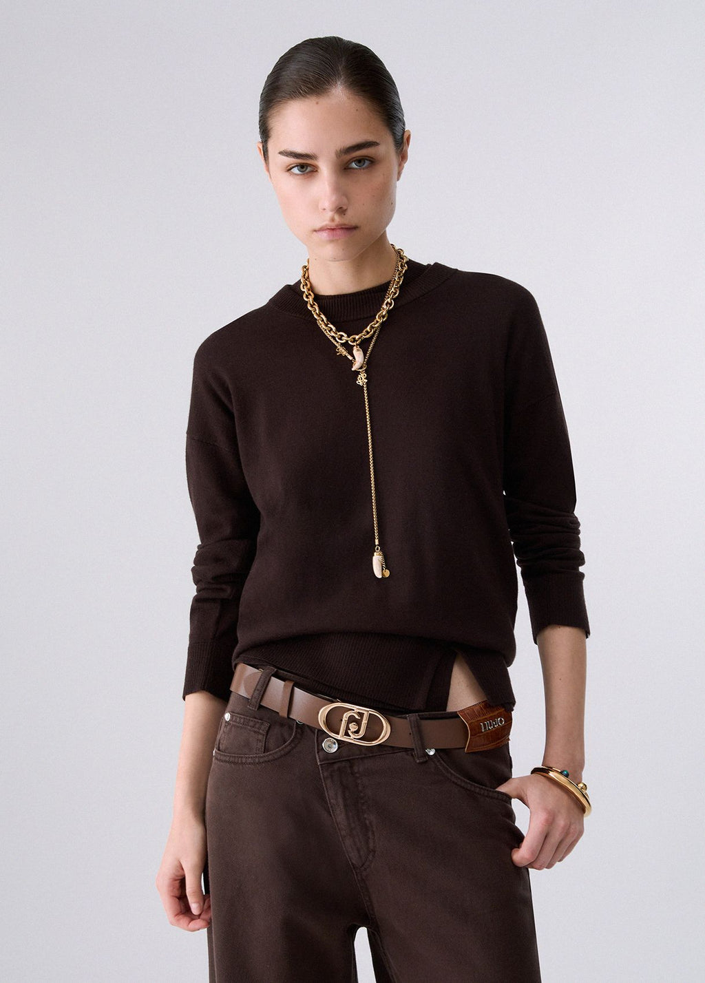 Liu Jo Maglia Donna Basic Girocollo in Misto Lana Mole WF6418MA16R-91106
