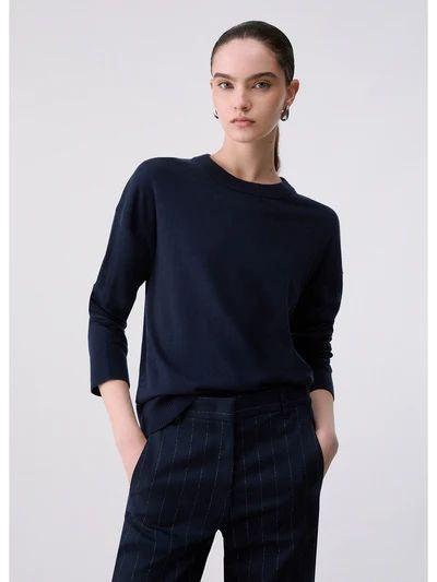 Liu Jo Maglia Donna Basic Girocollo in Misto Lana Nuit Noir WF6418MA16R-93922