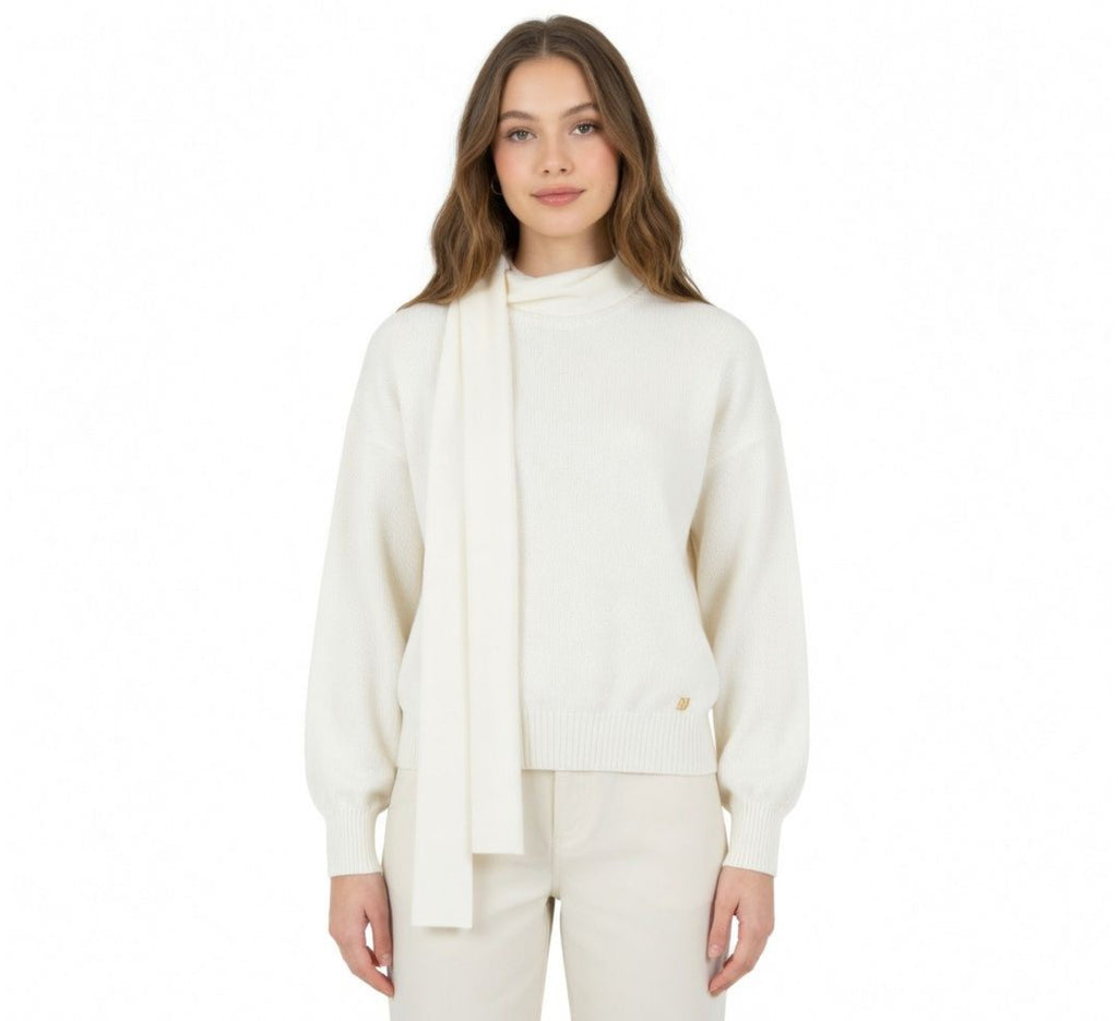 Liu Jo Donna MAGLIA CHIUSA M/L C/ FUSCIACCA Bianco lana WF6445MA16R-10701