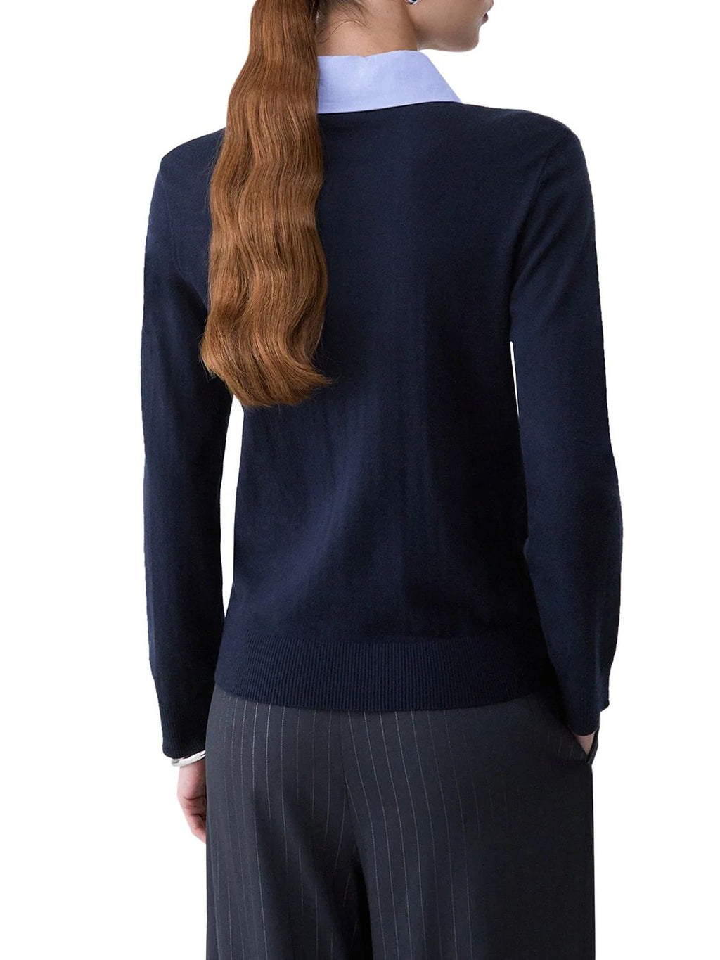 Liu Jo Maglia Donna con Colletto in Popeline Nuit Noir/Pop Dusk Blue WF6452MA16R-L9446