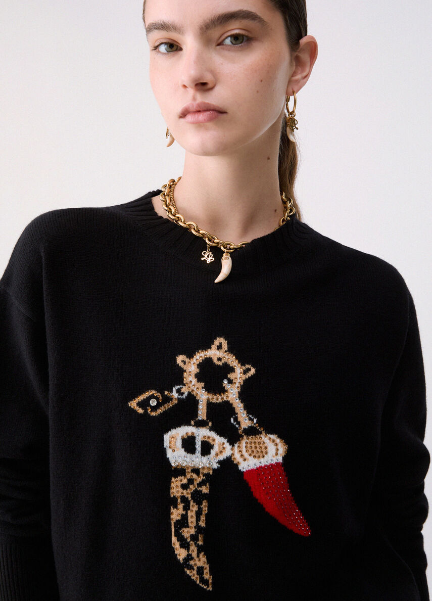 Liu Jo Donna ECS MAGLIA M/L LUCKY CHARMS Lucky black WF6457MS009-L9457