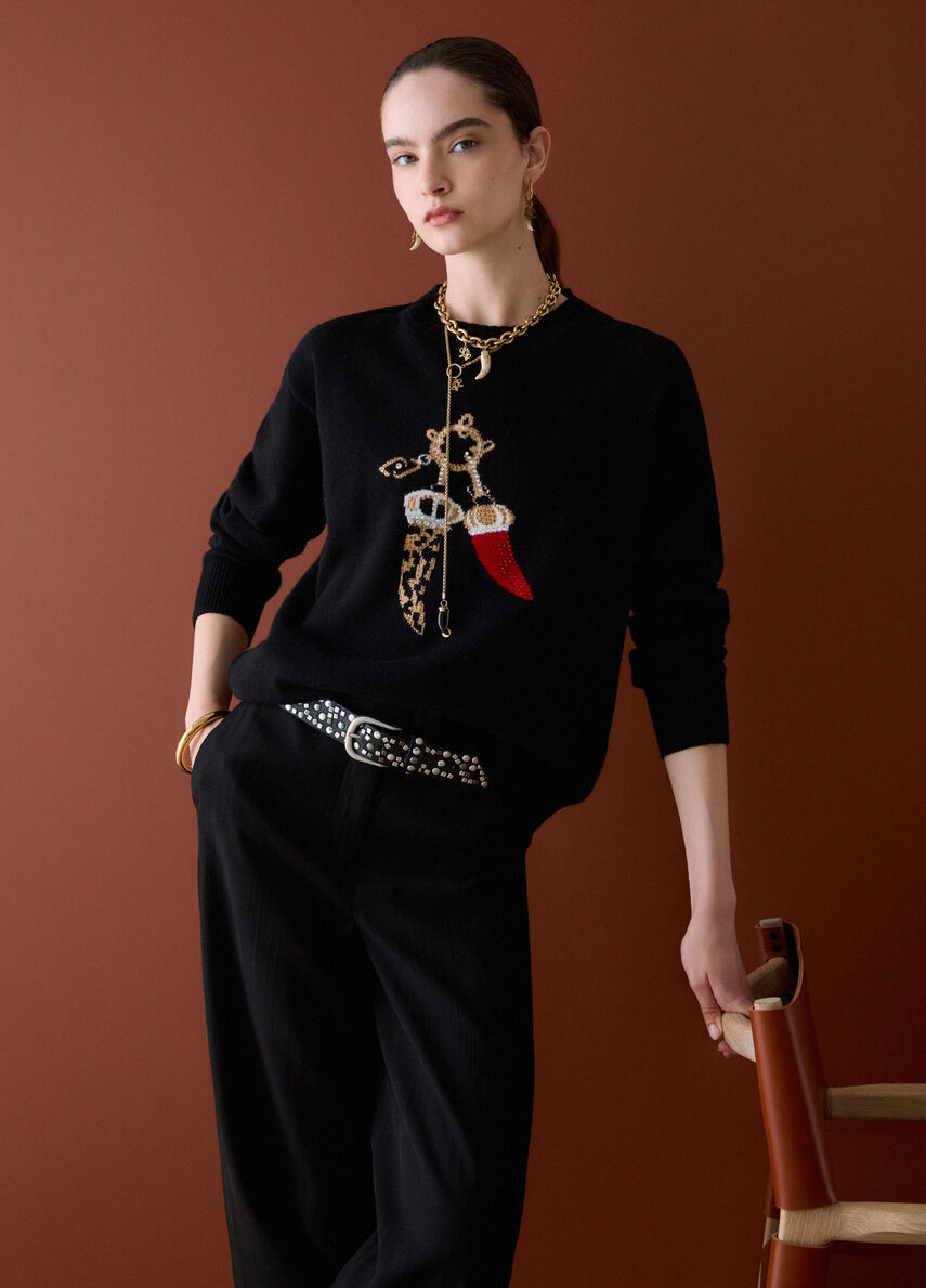 Liu Jo Donna ECS MAGLIA M/L LUCKY CHARMS Lucky black WF6457MS009-L9457