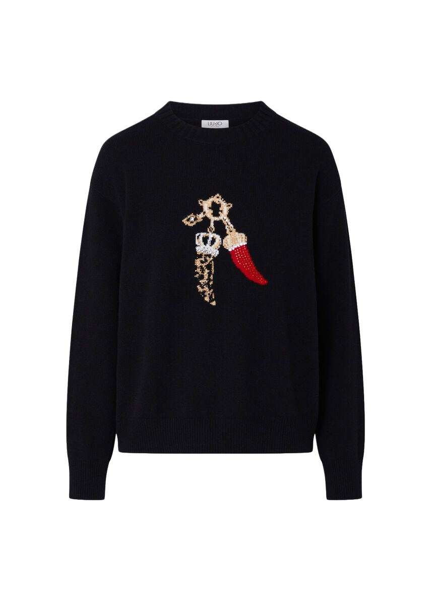 Liu Jo Donna ECS MAGLIA M/L LUCKY CHARMS Lucky black WF6457MS009-L9457