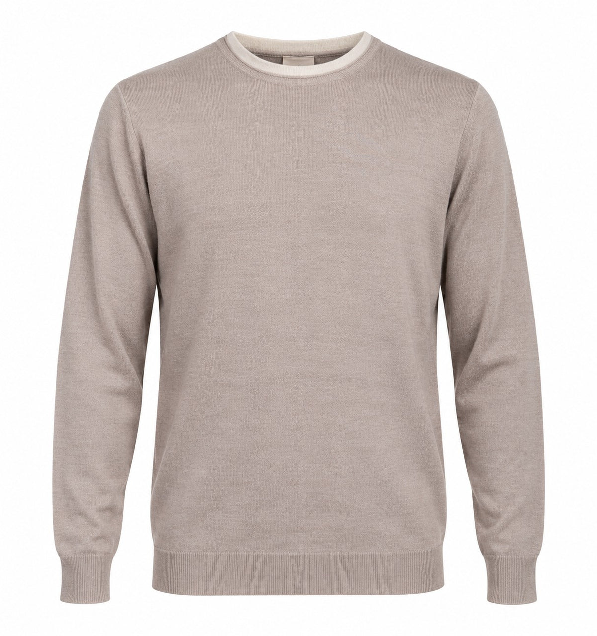 Wool & Co Maglia Girocollo Uomo in Lana Merino Extrafine Mud WO0006-0604