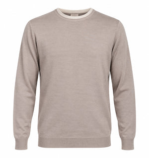 Wool & Co Maglia Girocollo Uomo in Lana Merino Extrafine Mud WO0006-0604