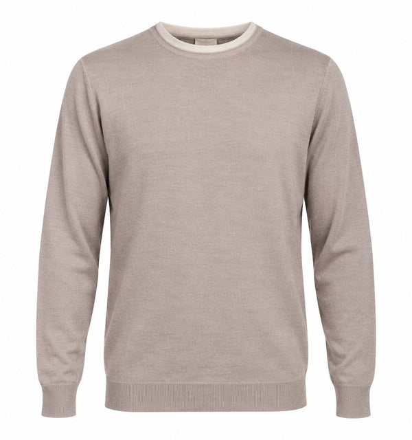 Wool & Co Maglia Girocollo Uomo in Lana Merino Extrafine Mud WO0006-0604