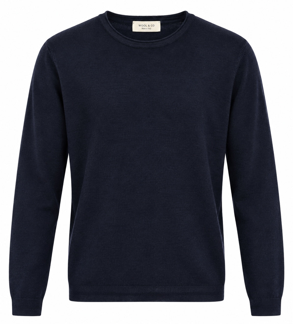 Wool & Co Maglia Girocollo Uomo in Lana Merino Extrafine Blu WO0006-0611