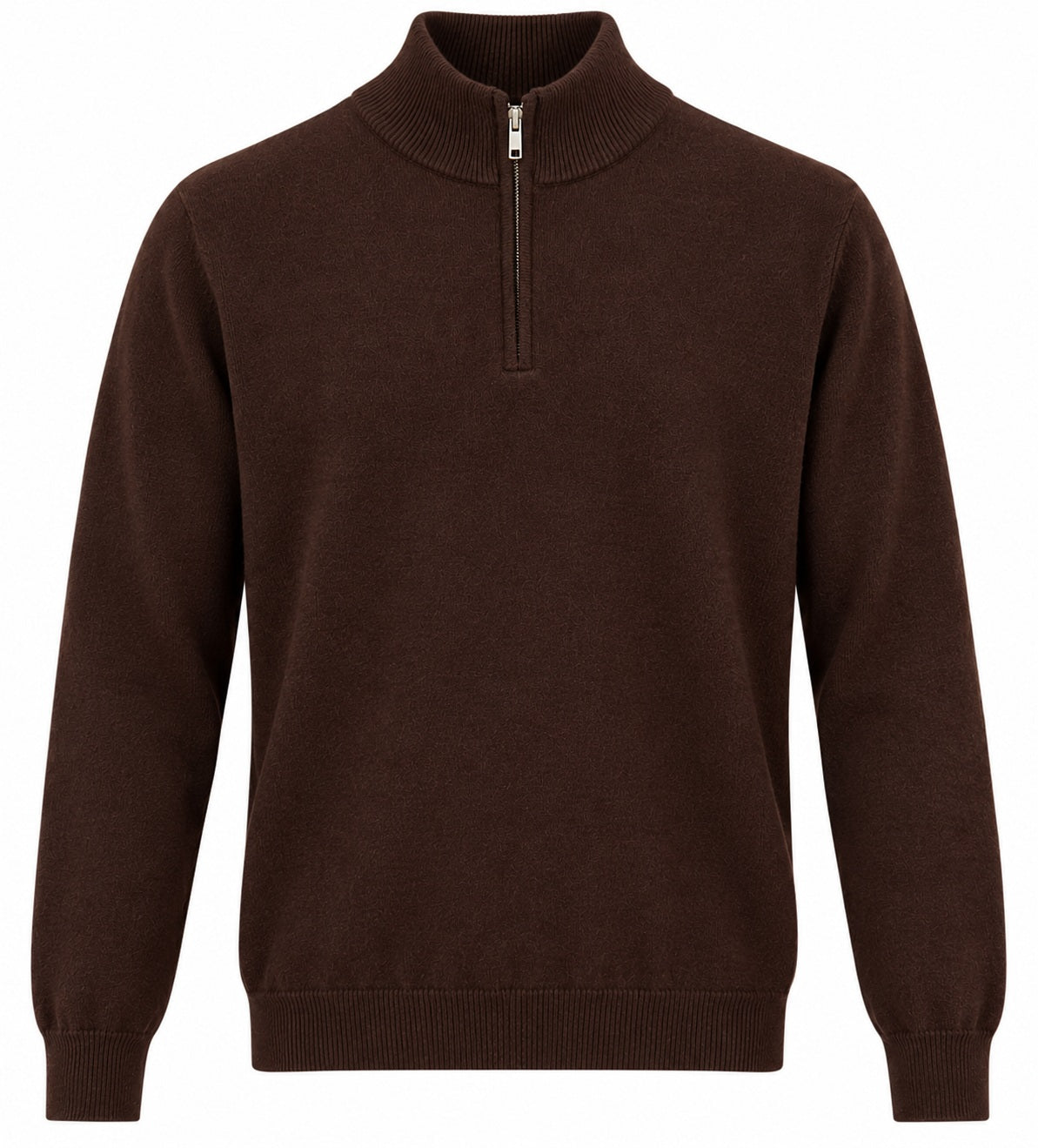 Wool & Co Maglia Lupetto Uomo con Zip in Cashmere e Lana Merino Moro WO0024-0033