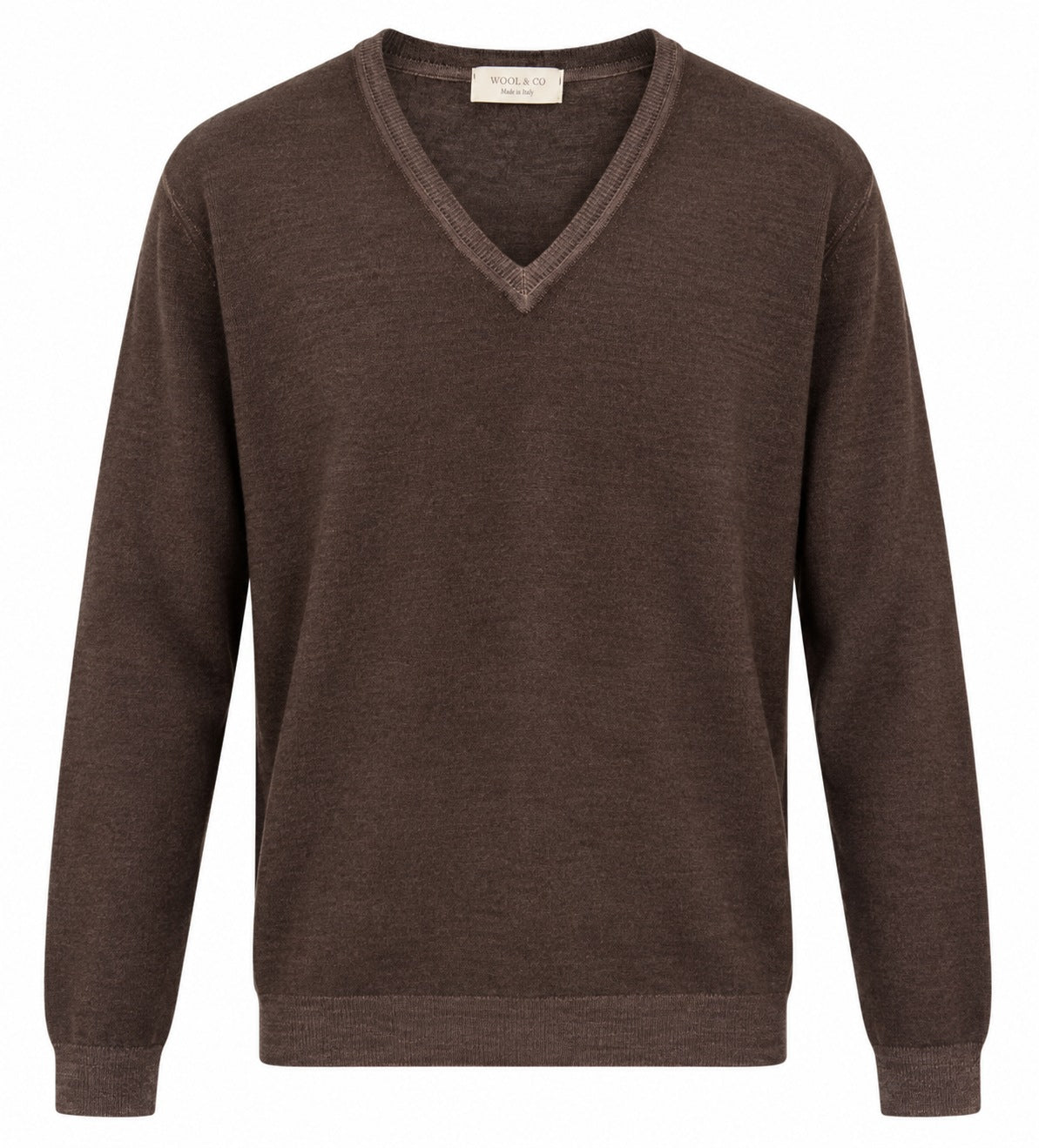 Wool & Co Maglia Scollo a V Uomo in Lana Merino Extrafine Moro WO1002-0605