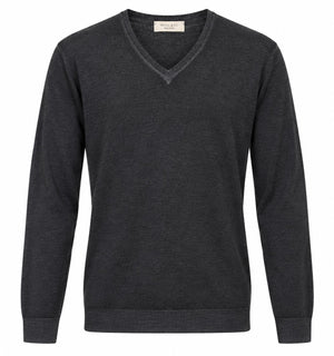 Wool & Co | Maglia Uomo Scollo a V in Lana Merino Extrafine | Antracite | WO1002-0922